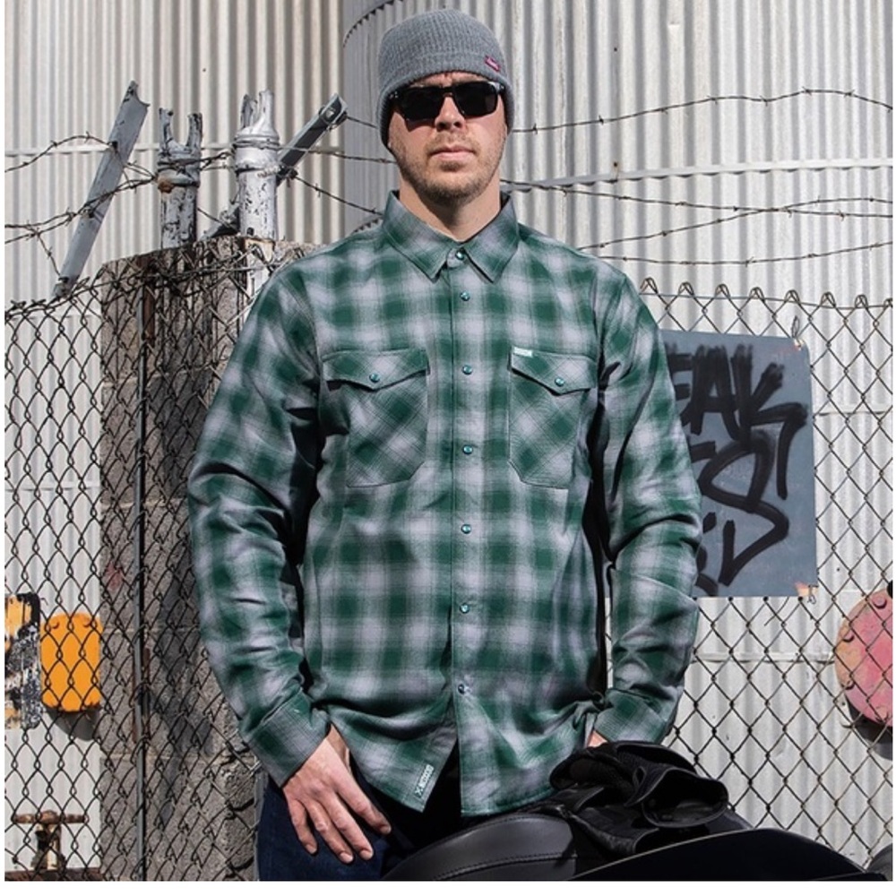 DIXXON Men's Green Checkered Shirt Jacket